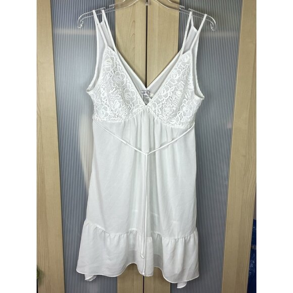 Linea Donatella Babydoll Lace Embroidered Nightgown Sz M Sexy Bridal White - Picture 2 of 5